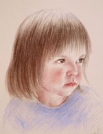 Portrait aux crayons pastel sur papier Canson