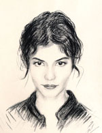 Audrey Tautou (fusain sur papier blanc)
